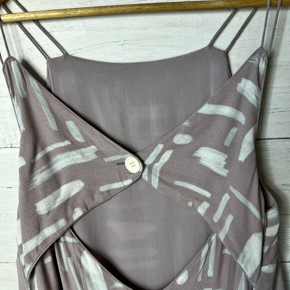Silence + Noise Dress Womens SZ Large Ella Printed Crepe Mauve Geometric Button - Picture 12 of 16